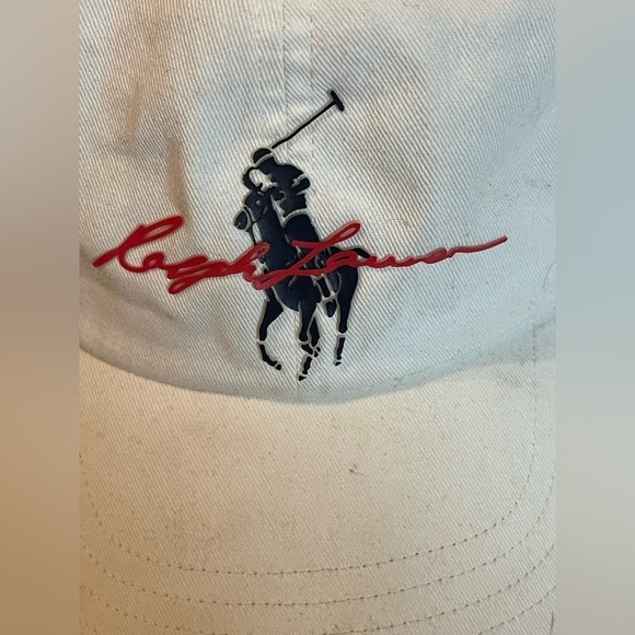 POLO RALPH LAUREN BIG PONY HAT WHITE LEATHER STRAP Logo Embroidered - Picture 3 of 5